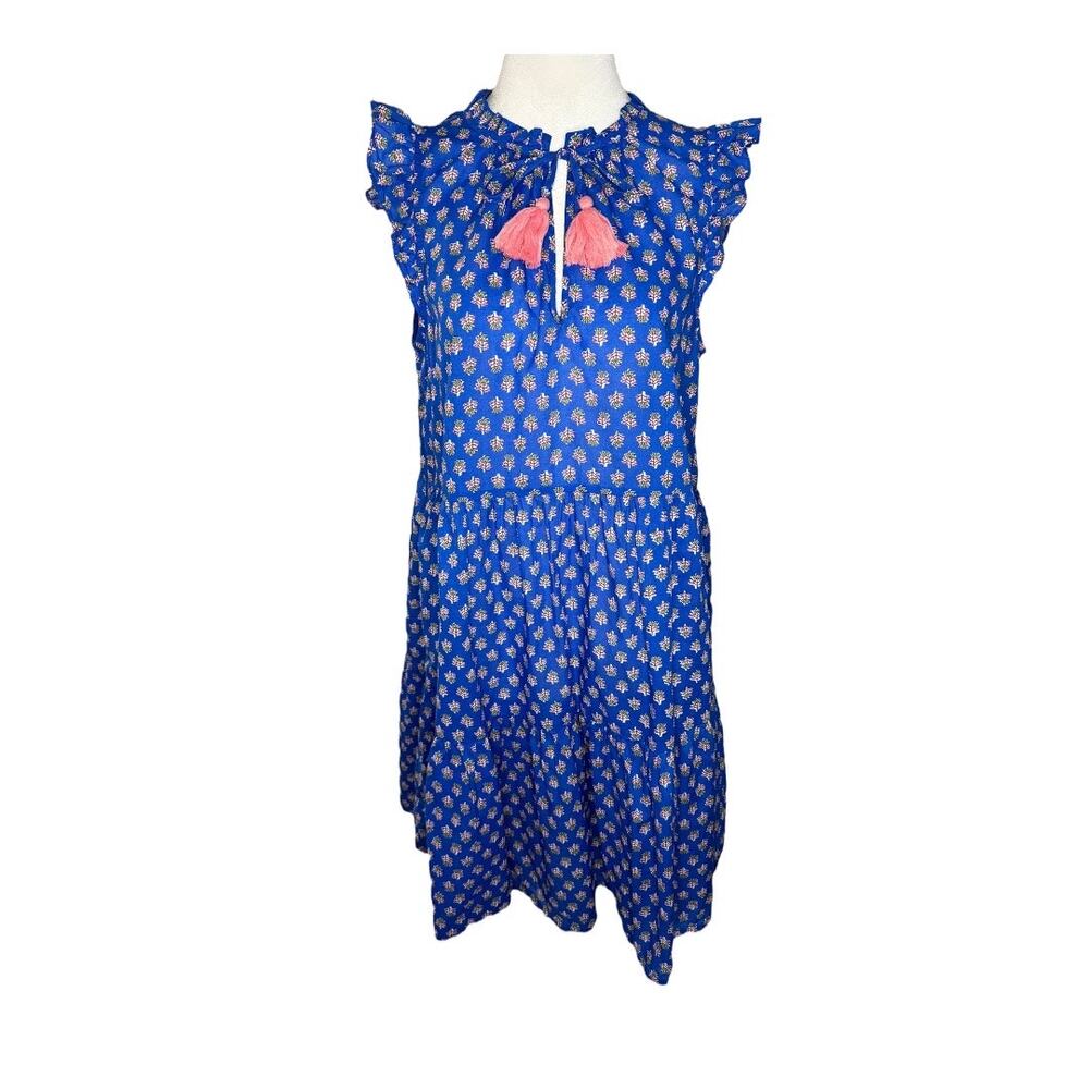 J. Crew Blue Asymmetrical Ruffled Sundress